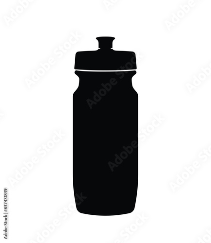Plastic water bottle silhouette, sports fitness water flask bottle icon