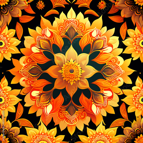 Seamless pattern with mandalas in indian style.