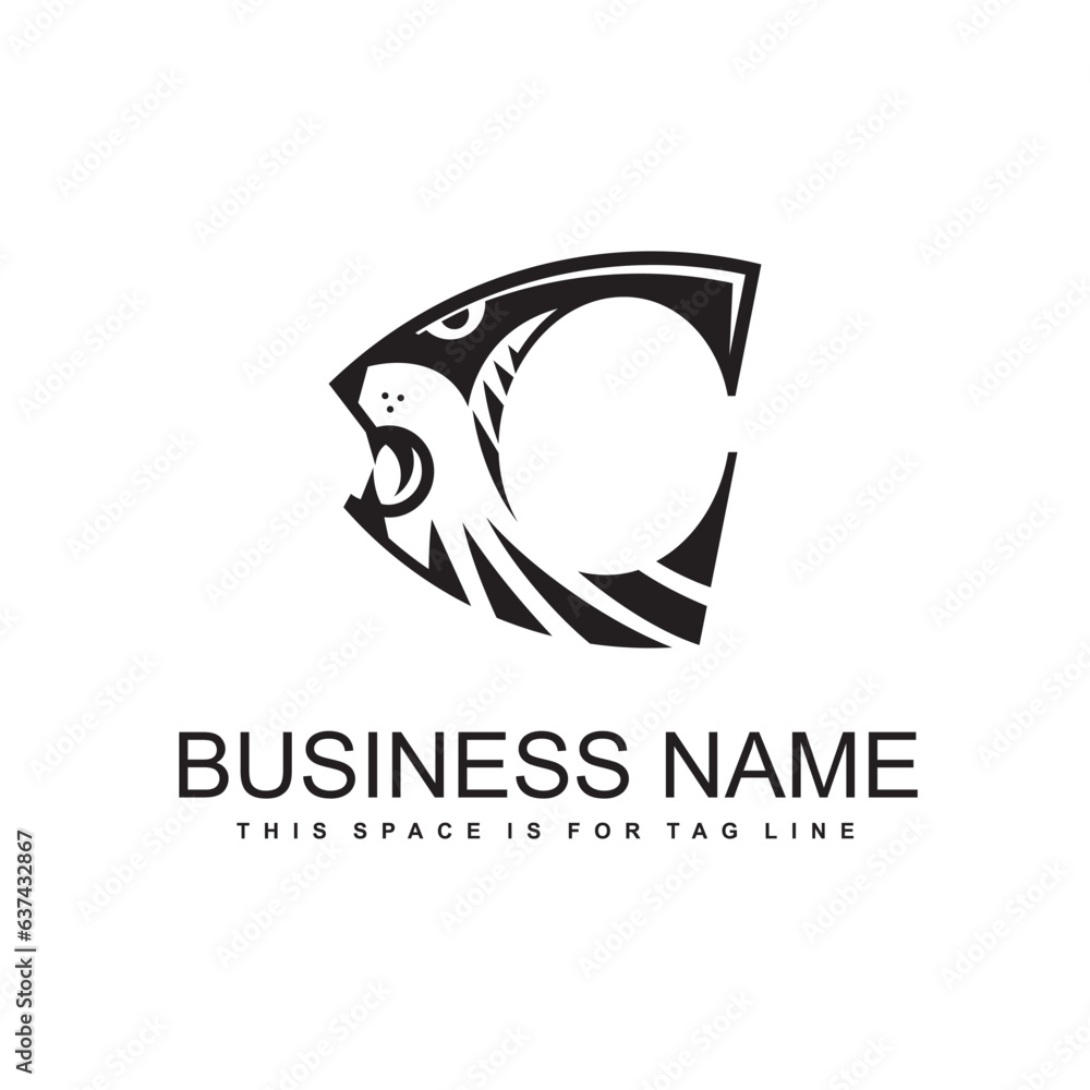 Letter C Wild Cat Vector Logo Letter C Wild Cat Vector Logo