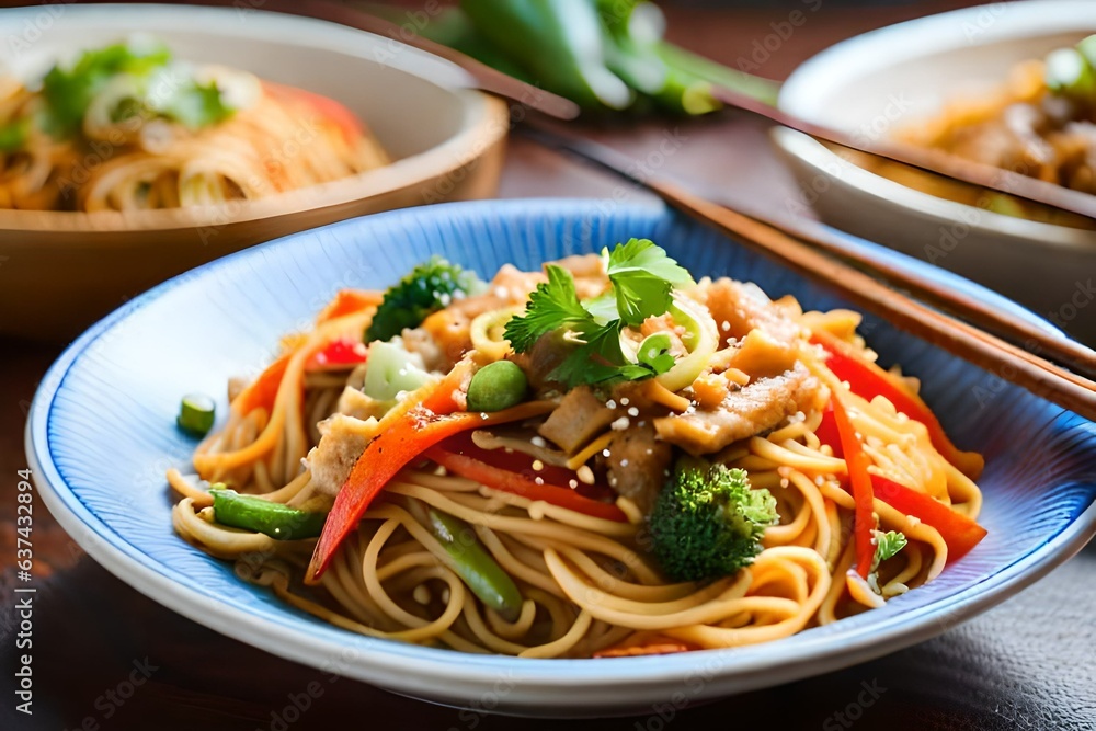 spaghetti with shrimp and vegetables Generated AI spaghetti with shrimp and vegetables Generated AI