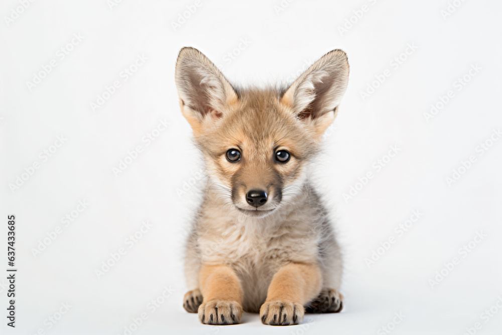 Fototapeta premium a small brown puppy sitting on a white surface