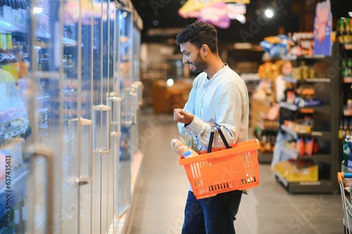 Photography Man at grocery store products