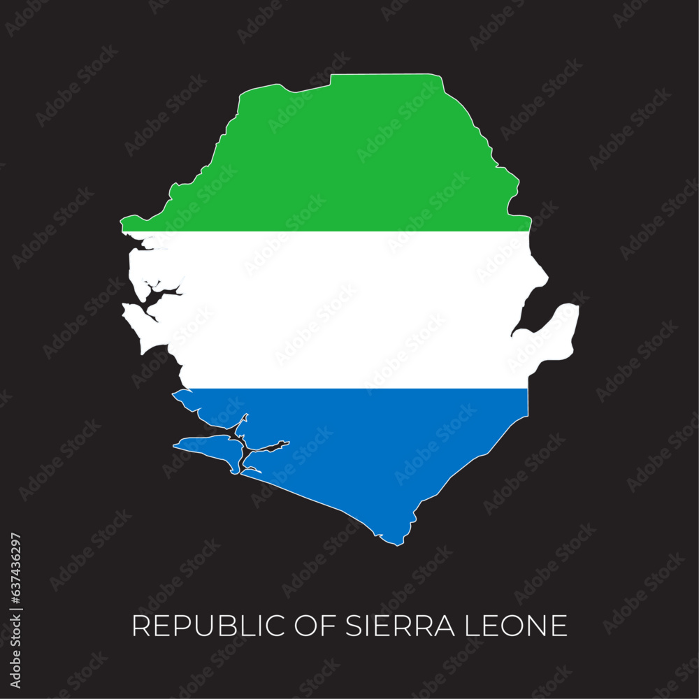 Fototapeta premium Sierra Leone map and flag. Detailed silhouette vector illustration