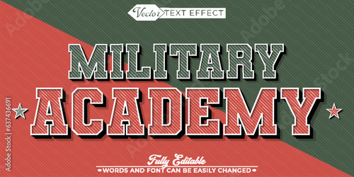 Old School Military Academy Vector Editable Text Effect Template