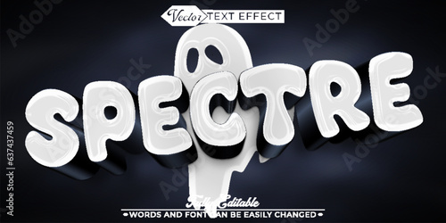 Cartoon White Ghost Spectre Vector Editable Text Effect Template