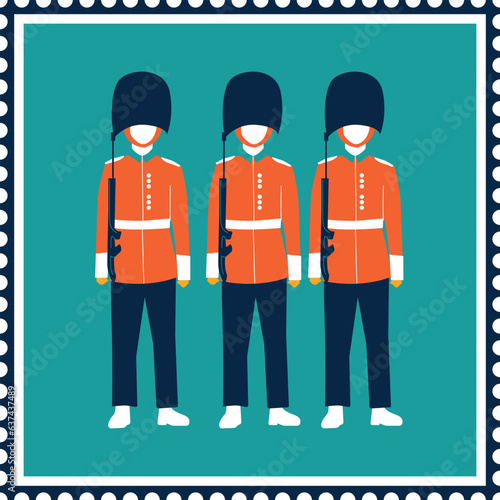 Cartoon royal guard sketch line icon. British guardsman, vector illustration. Traditional Queen's soldier full dress code. National suit digital concept. Logo symbol design template.