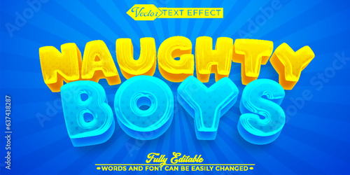 Cartoon Naughty Boys Vector Editable Text Effect Template