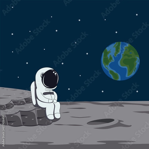 Lunar Serenity: Astronaut Contemplating on the Moon