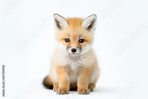 a small fox sitting on a white surface