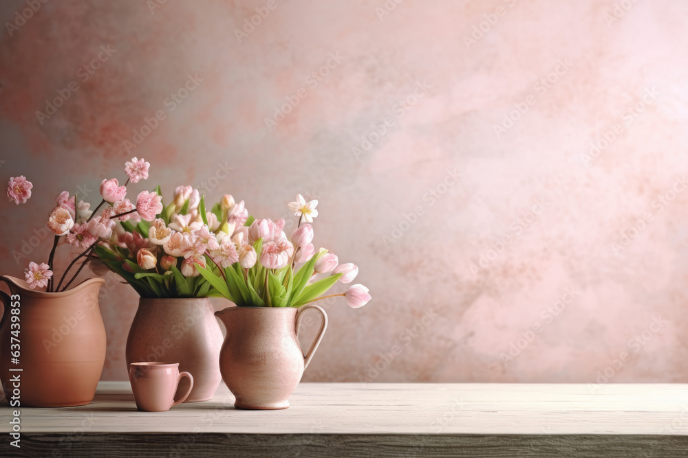 Wooden table for product placement with mother's day background Wooden table for product placement with mother's day background