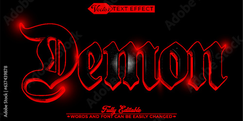 Canvastavla Dark Red Horror Demon Vector Editable Text Effect Template