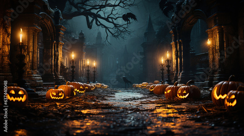 halloween pumpkin in the night..Generative Ai