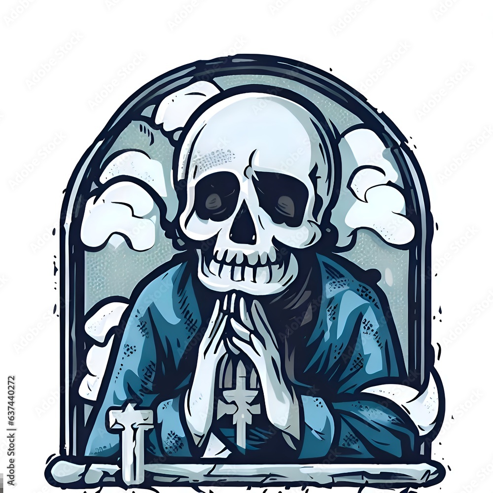 A skeleton praying AI Generative A skeleton praying AI Generative