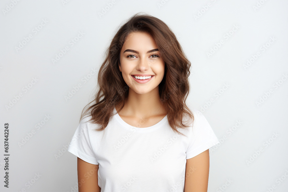 Generative ai collage image picture of pretty lovely girl looking in camera feel joyful Generative ai collage image picture of pretty lovely girl looking in camera feel joyful