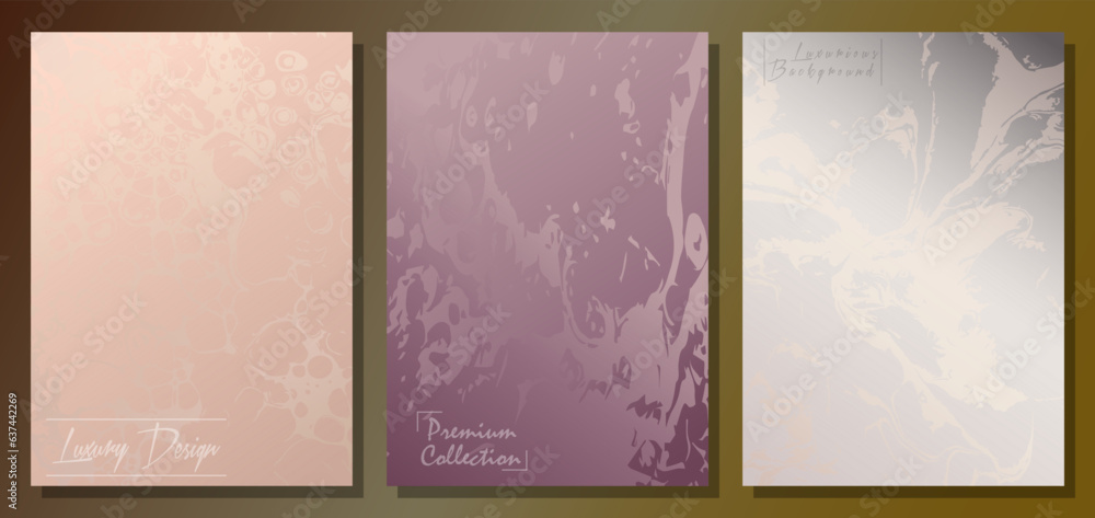 A set of backgrounds with premium colors. Collection of templates for the design of postcards, invitations, packaging, greetings. Luxury design for a creative idea