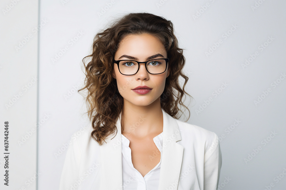 Made with Generative IA tech illustration charming businesswoman smiling confident office worker Made with Generative IA tech illustration charming businesswoman smiling confident office worker