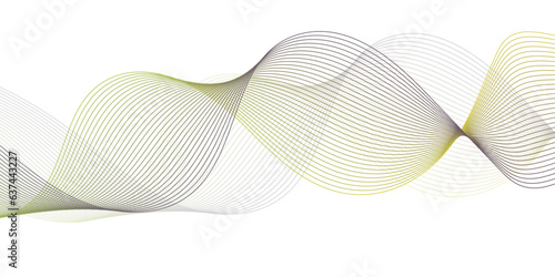 Abstract colorfull wave element for design. Digital frequency track equalizer. Stylized line art background.Vector illustration.Wave with dots created using blend tool.Curved wavy line, smooth stripe.