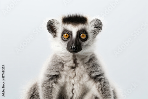 a close up of a lemur with a white background