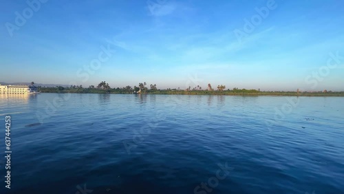 Nile River Encounter: Cruise Ship and Passing Vessel