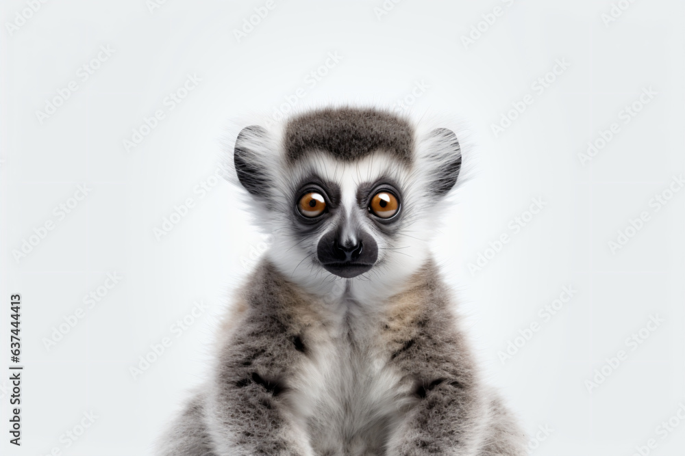 a lemur sitting on a white surface with a white background a lemur sitting on a white surface with a white background
