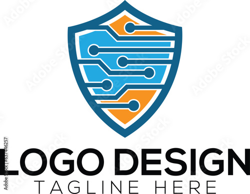 Technology logo design with shield shape