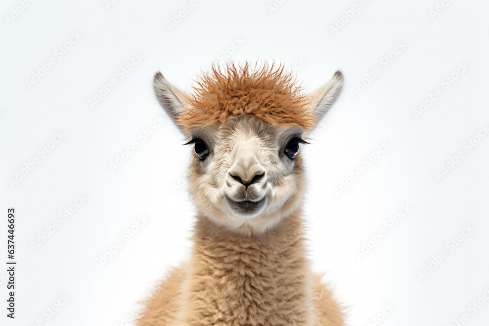 a llama with a shaggy haircut on its head