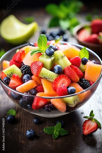 Bowl of healthy fresh fruit salad  AI Generated