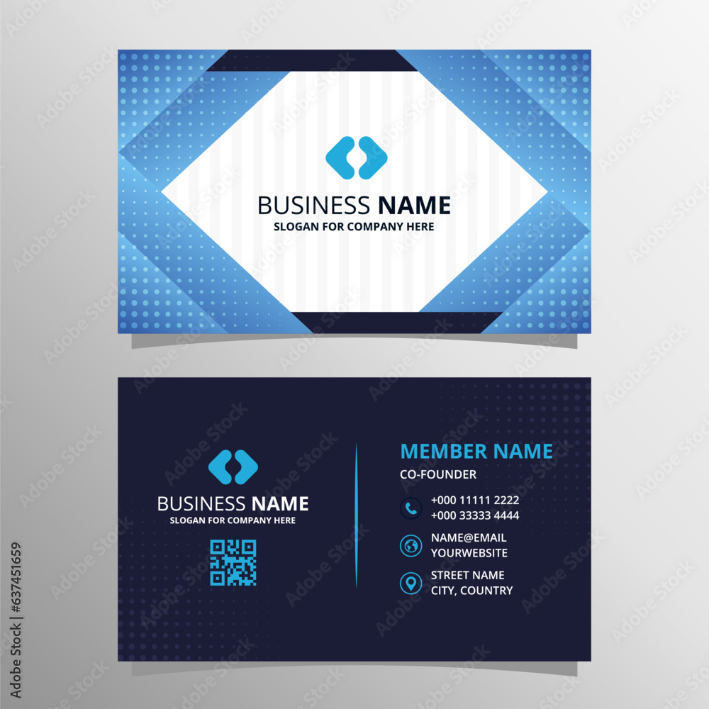 Obraz premium Abstract Elegant Blue Business Card Template With Diagonal Shape
