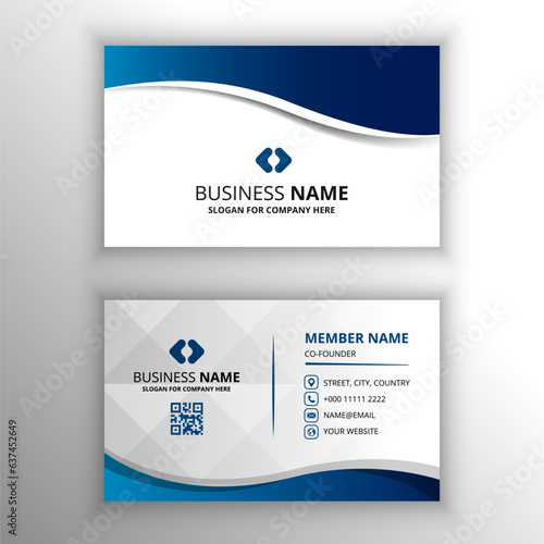 Abstract Gradient Blue Curved Business Card Template