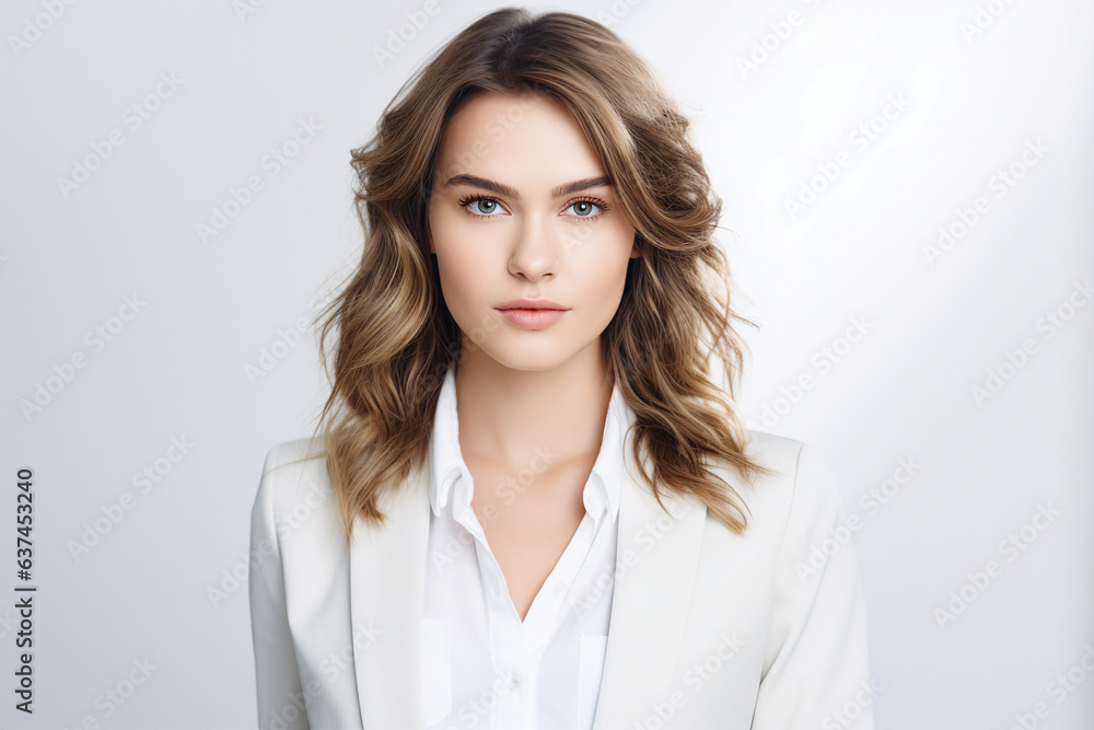 Made with Generative IA tech illustration charming businesswoman smiling confident office worker Made with Generative IA tech illustration charming businesswoman smiling confident office worker