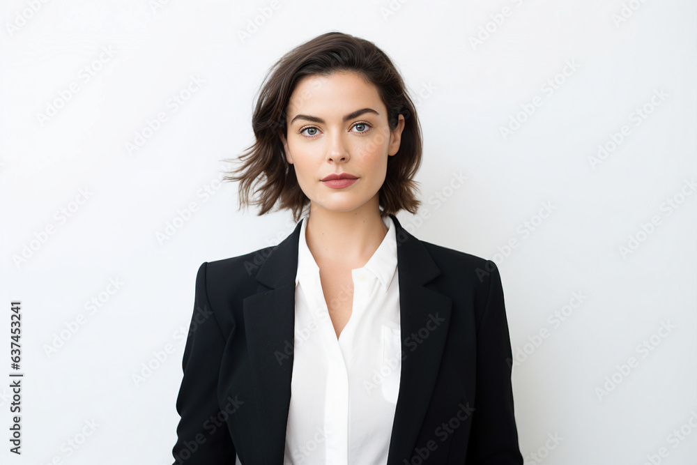 Made with Generative IA tech illustration charming businesswoman smiling confident office worker Made with Generative IA tech illustration charming businesswoman smiling confident office worker