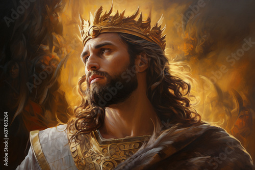 Generative AI picture Protection and Defense Symbol Saint archangel in crown painting like portrait