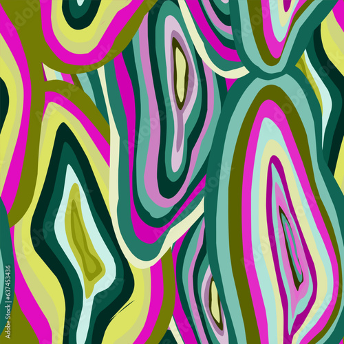 Abstract psychedelic pattern from stylized vintage colored elements. Vector seamless pattern