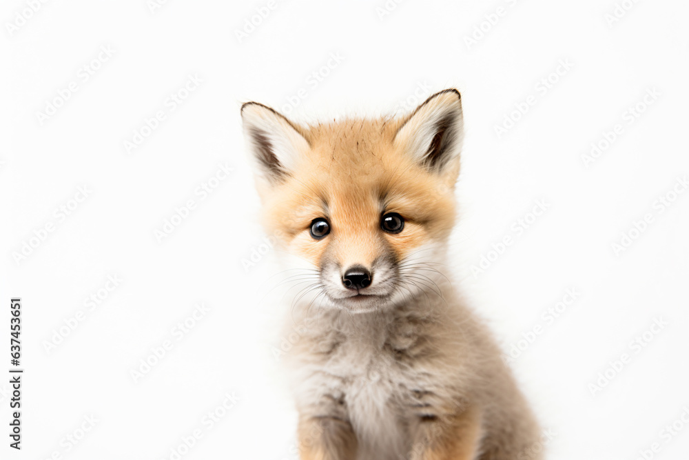 a small fox sitting on a white surface