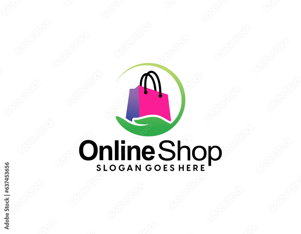 Fototapeta premium Online shop vector logo for business.