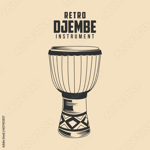 Retro Djembe Music Instrument vector Stock Illustration