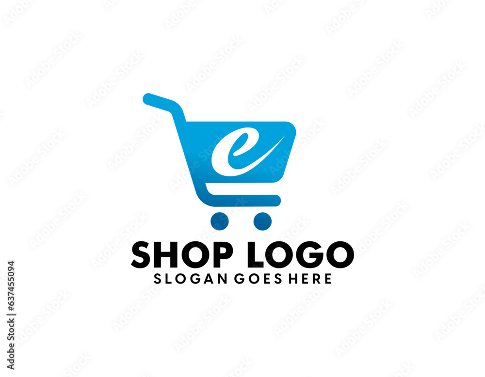 Fototapeta premium Creative modern abstract eCommerce logo design, colorful gradient online shopping bag logo design template