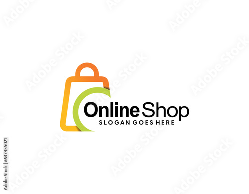 shop logo with bag icon for e commerce and store logo