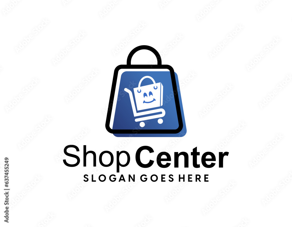 Naklejka premium Shopping logo, E-commerce logotype, Shooping website, Purple gradient, Women's shopping website, fast shopping, E-store, website, application, template, business, company, online shop