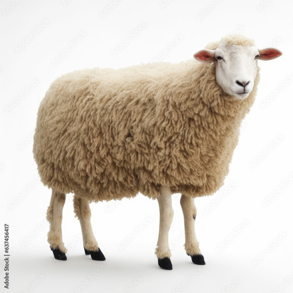 one white sheep isolated on white background one white sheep isolated on white background
