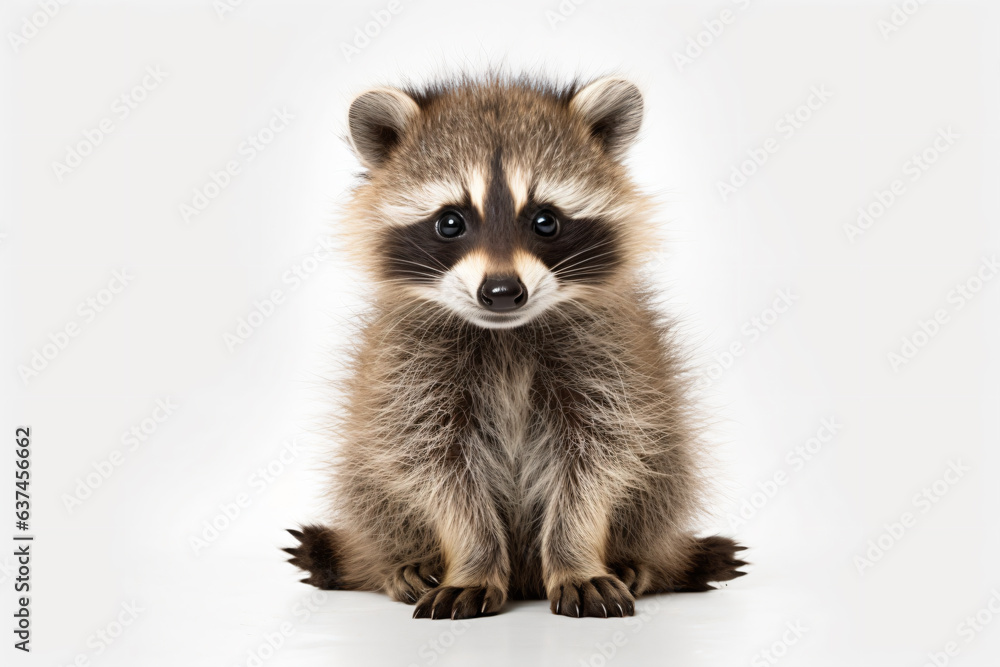 Obraz premium a small raccoon sitting on a white surface
