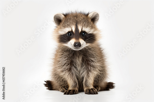 a small raccoon sitting on a white surface © Nam