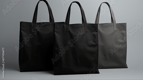 Blank Black Tote Bag Mockup for Branding Advertising with Clean Canvas to Carry and Buy Up High: Generative AI