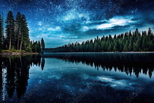 Captivating Night Sky with Milky Way Galaxy Over a Calm Lake