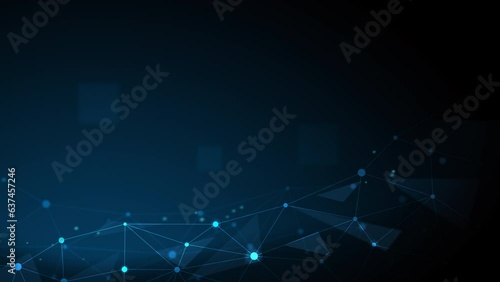 animation of dot connect on dark blue background , abstract technology , 4k