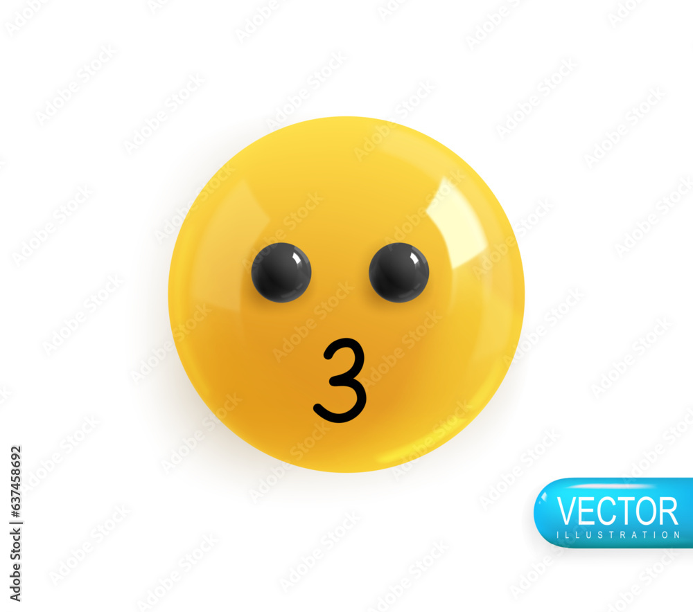 Emoji face the lover sends an air kiss. Emotion Realistic 3d Render. Icon Smile Emoji. Vector yellow glossy emoticons. Emoji face the lover sends an air kiss. Emotion Realistic 3d Render. Icon Smile Emoji. Vector yellow glossy emoticons.