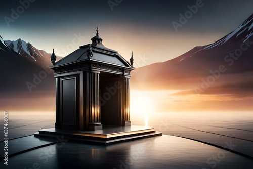 black stage podium decoration suitable for products.3D rendering