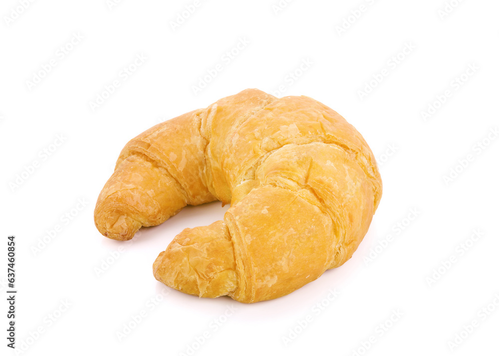Freshly plain croissant on white background