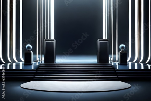3d render of a corridor with columns