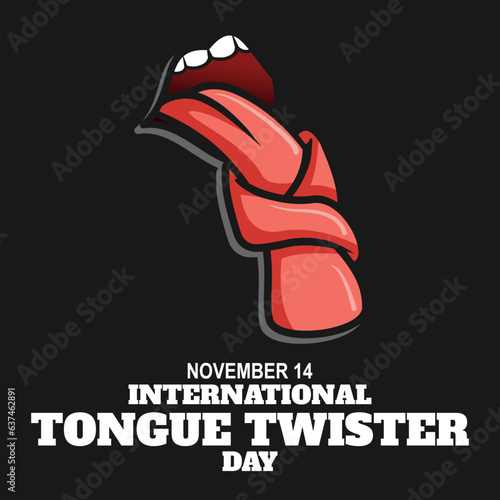 Vector illustration, Flat Tongue style, as an icon, banner or template, International Tongue Twister Day. September 14